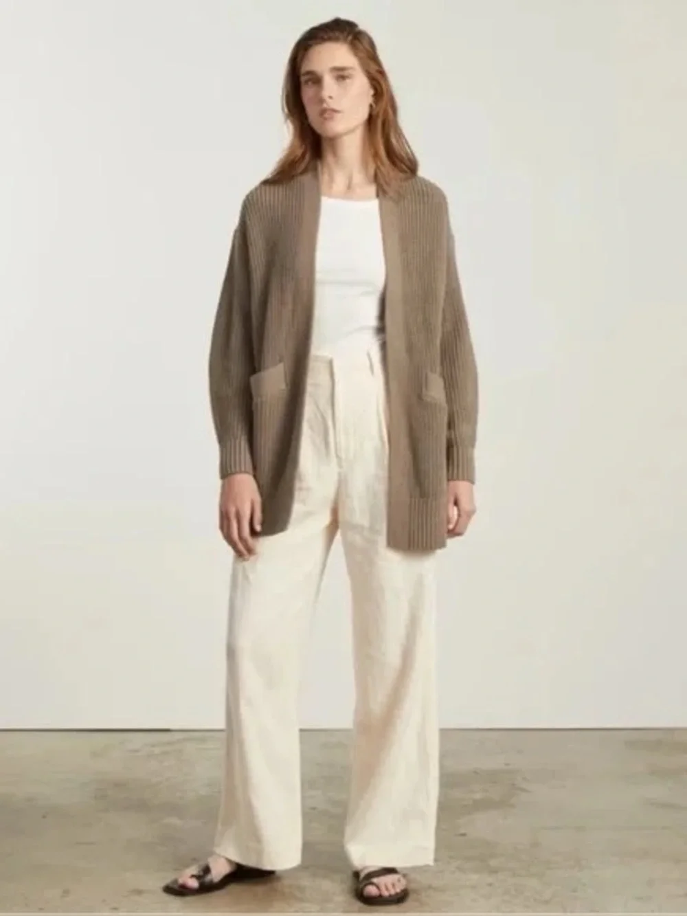 Everlane The Oversized Cotton Ribbed Cardigan in Clay Women’s Medium - Picture 9 of 11